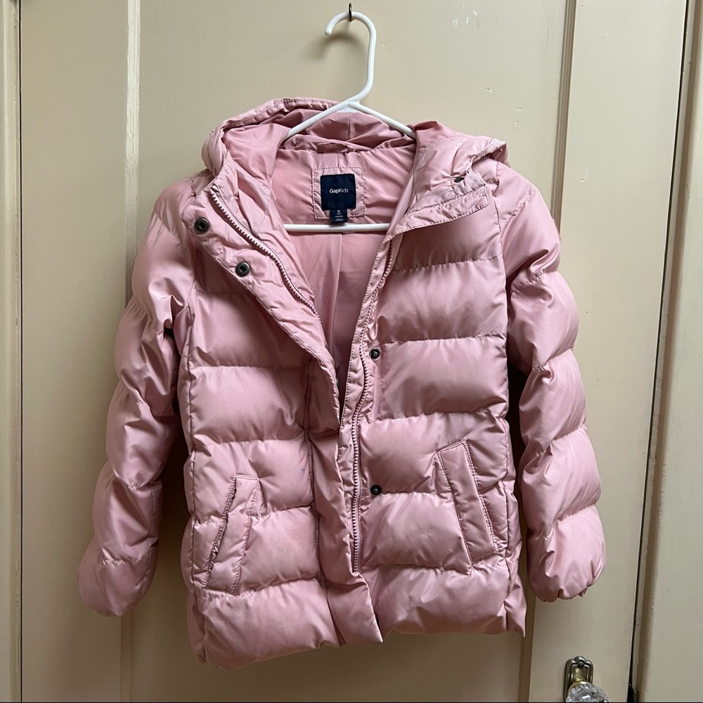 Gap Kids Girls Size 8 Pink Hooded Puffer Jacket w/ Polartec Insulation